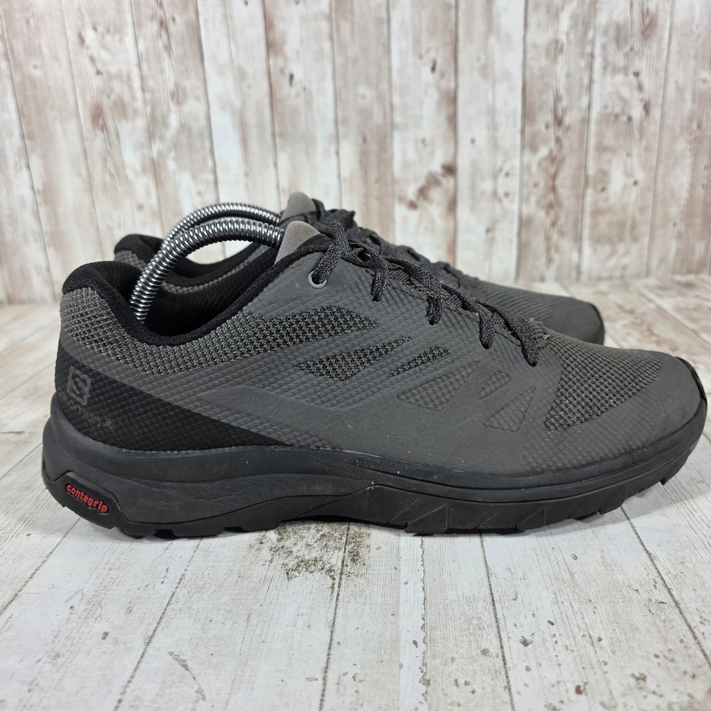 Salomon Outline Mens Hiking Shoes Ebony Black Low Top Trail Sneakers Size 9
